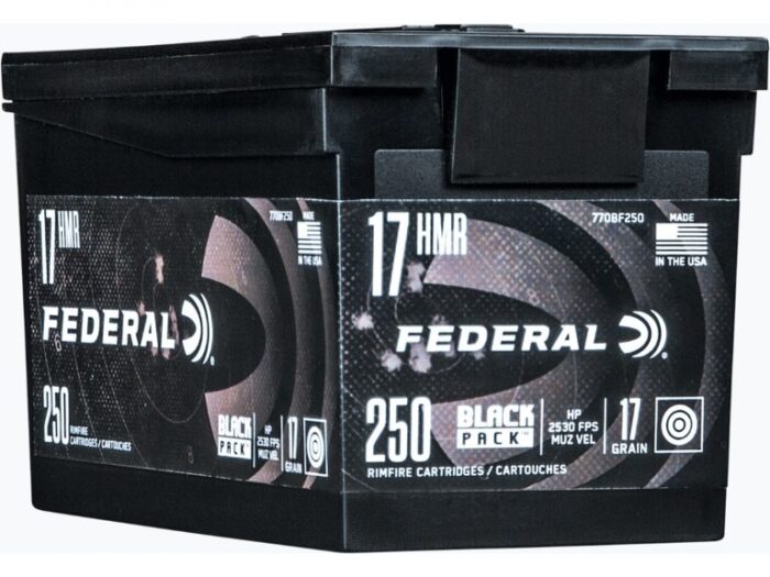 Federal Black Pack Ammunition 17 Hornady Magnum Rimfire (HMR) 17 Grain Jacketed Hollow Point